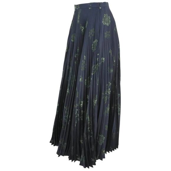 Gabriela Hearst Eames Silk Pleated Skirt in Dark Navy Emerald Green IT 38 US 2 - Picture 8 of 8